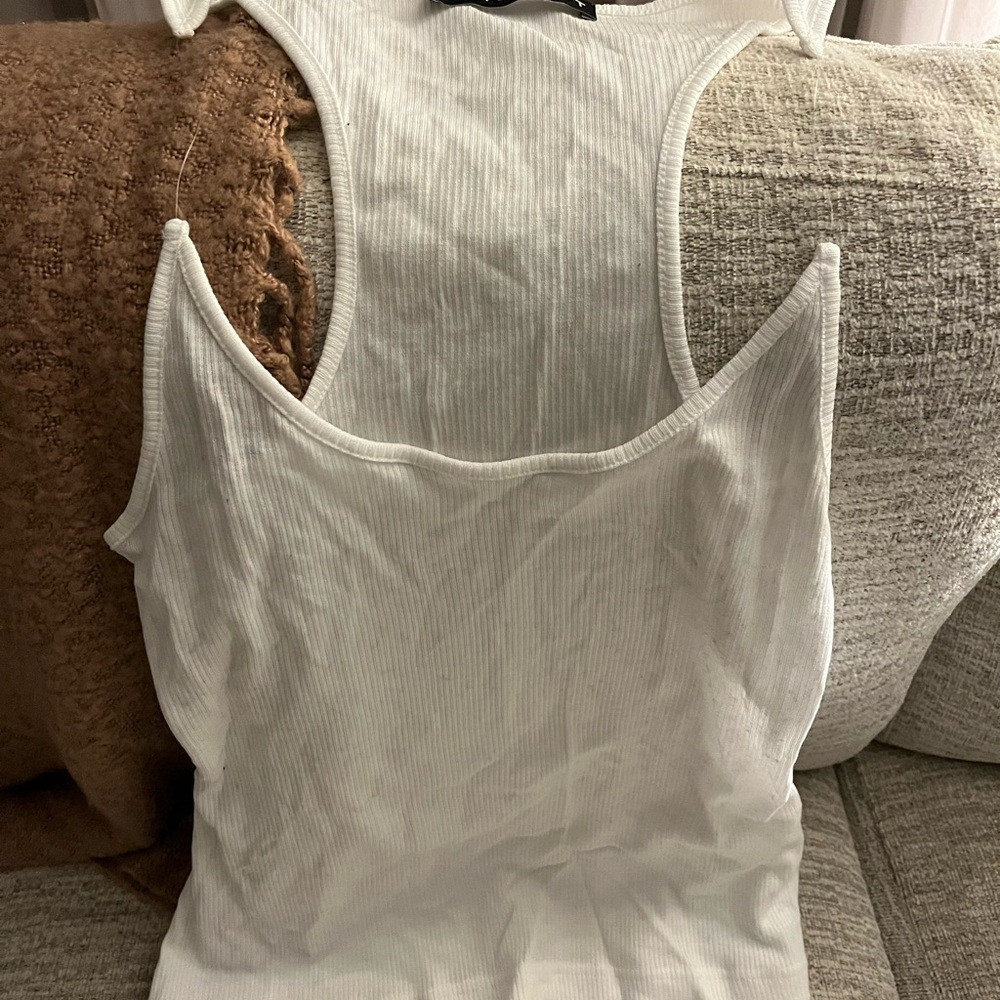 Y/Project White Invisible Strap Ribbed Tank Top